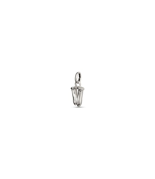 Small V initial charm, Silver, large